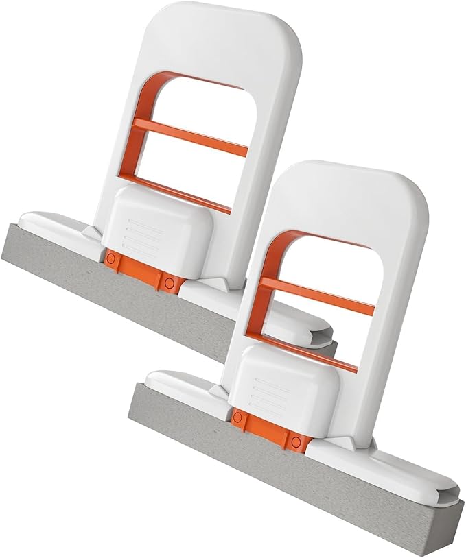 Mini Folding Table Mop, 2025 Portable Cleaning Sponge Mop for Bathroom, Kitchen, Countertops, Glass, Tile - Wet and Dry Use, Deep Grooved, One-Hand Squeeze Handle, Replaceable Mop Head