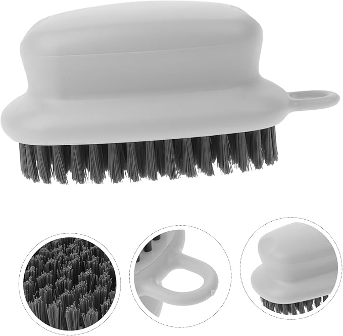 Gatuida 1pc Plastic Handle Laundry Brush Sponge Pad Kitchen and Bathroom Cleaning Tool for Dishes Bathtubs and Tiles Ergonomic Design Strong Decontamination Grey