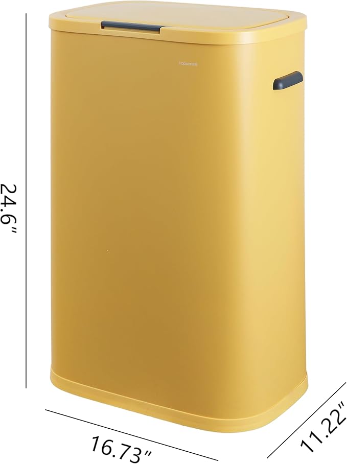 happimess HPM1017L Tammi Kitchen 14.5-Gallon Slim Metal Push Button Trash Can for Home, Kitchen, Laundry Room, Office, Bedroom, Bathroom, Daffodil Yellow