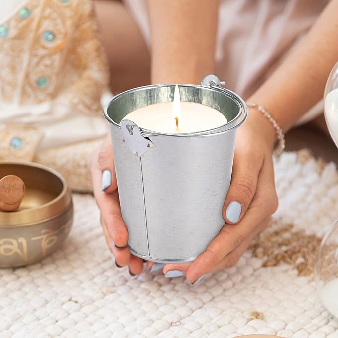 Mini Metal Buckets with Handles Galvanized Buckets 3.15 Inch Mini Container Pails for Metal Tin Plant Holder Pail for Wedding Decoration Party Favor(Silver,28 Pcs)