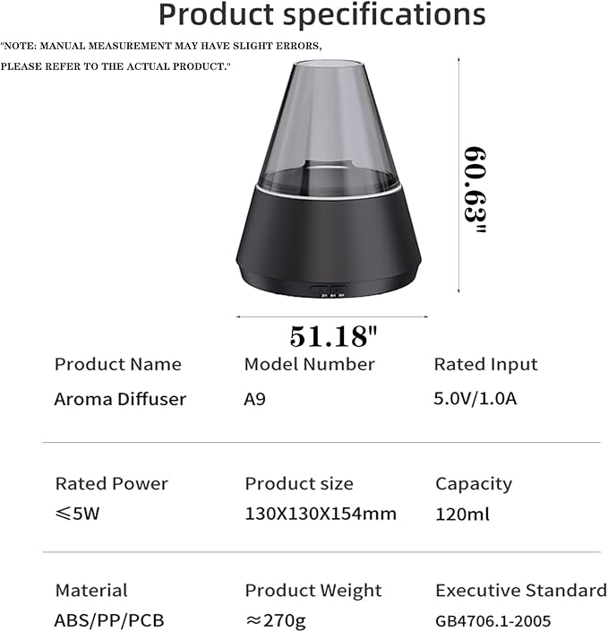 Essential Oil Diffuser, Seven-Color ultrasonic Cold Fog Aroma Machine, air Diffuser humidifier with Timer and Automatic Shut-Off, Suitable for Home, Bedroom, Office, Yoga.