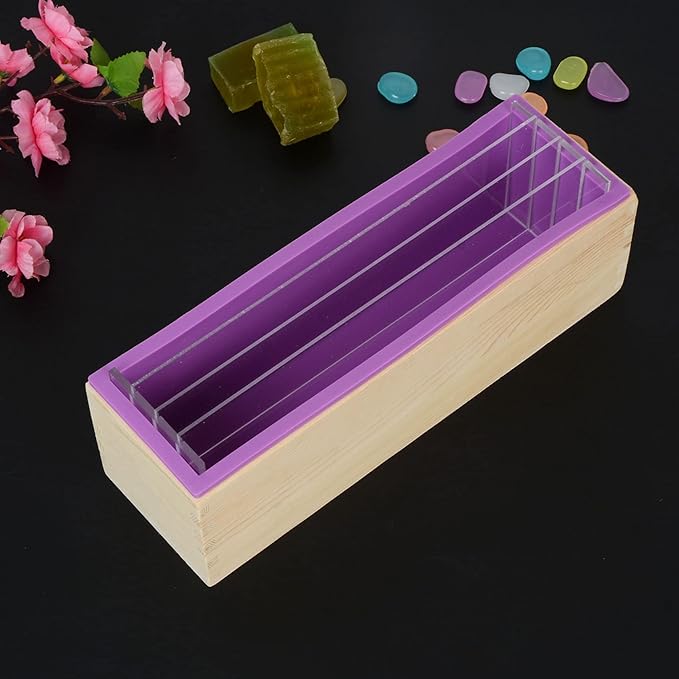 42oz Silicone Soap Molds, Loaf Soap Making Mold with 5 Acrylic Dividers, DIY Handmade Soap Swirl Tools for Soap Making (Purple)