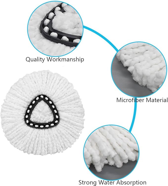 8-Pack Reusable Mop Head Replacement for O Cedar Easywring 1-Tank System, Microfiber Spin Mop Refills Compatible with Vileda 2-in-1 Turbo Triangle