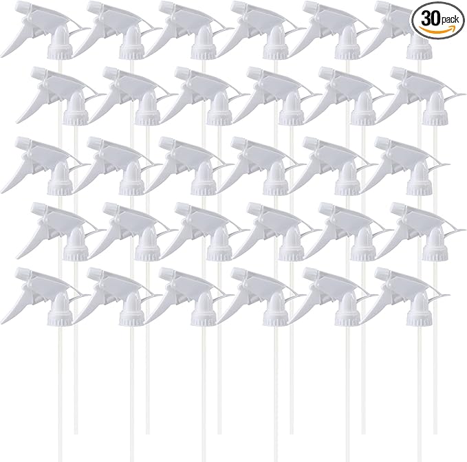 30 Pack Spray Bottle Nozzles, Heavy-Duty Stream Trigger Spray Nozzle Replacement Parts Adjustable Head Sprayer with Mist Stream Sprayer Fits 8oz /16oz Spray Bottles Round 28/400 Neck Bottles