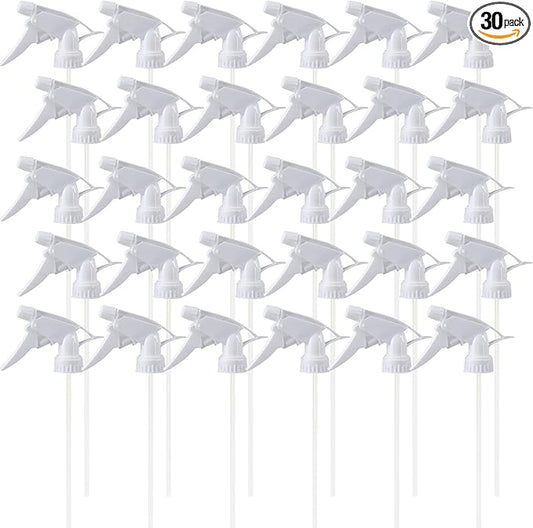 30 Pack Spray Bottle Nozzles, Heavy-Duty Stream Trigger Spray Nozzle Replacement Parts Adjustable Head Sprayer with Mist Stream Sprayer Fits 8oz /16oz Spray Bottles Round 28/400 Neck Bottles