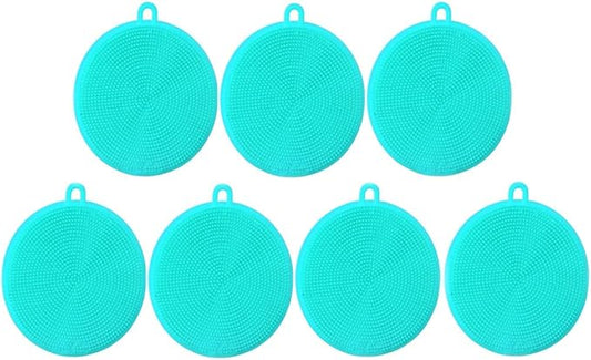 7 PCS Silicone Dish Scrubber, Kitchen Sponges, Silicone Sponge,Dish Brush, Dish sponges, Silicone Sponge Dish Sponges, Kitchen Sponge Double Sided Cleaning Sponges (blue)