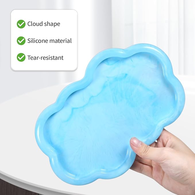 Cloud Shape Tray Silicone Mold, Silicone Molds for Epoxy Resin, for DIY Handmade Decorative Crafts, Jewelry Bases, Plates, Candle Holders, Containers