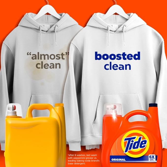 Tide Liquid Laundry Detergent, Original Scent, 125 fl oz, 100 Loads, Boosted Clean Even in Cold Water with Concentrated Washing Soap