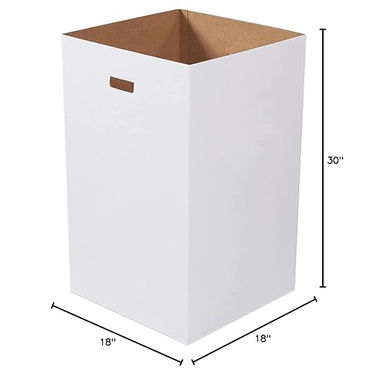 BOX USA Cardboard Trash Cans and Recycling Bins, 40 Gallon 18" L x 18" W x 30" H (10-Pack) Reusable or Disposable Pop Up Garbage Boxes for Parties, Outdoor Events, Heavy Duty, Plain