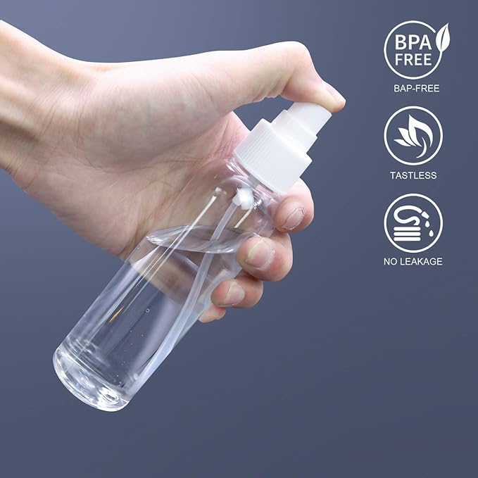 TRENDBOX 4oz Travel Size Spray Bottles, 24 Pack Fine Mist Small Empty Plastic Spray Bottle, Leak Proof BPA-Free Travel Essentials Cosmetic Containers