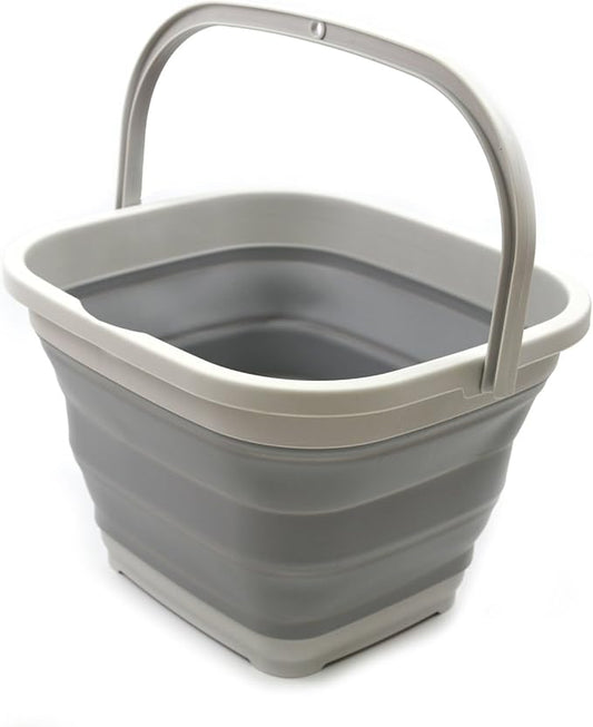 SAMMART 11L (2.9 Gallon) Collapsible Rectangular Handy Bucket/Tub(1, Grey)