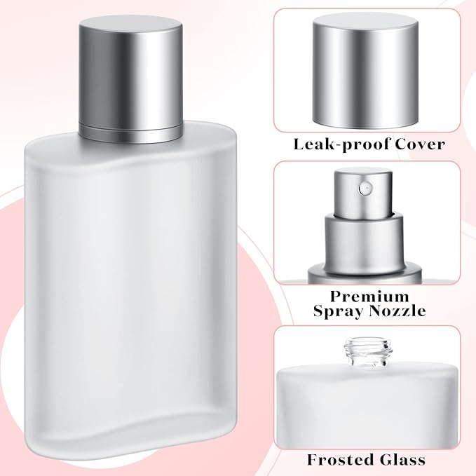 Tessco for you 12 Pcs 3.4 Ounces Perfume Bottles Empty Frosted Glass Spray Body Spray Bottles Empty 100ml Refillable Atomizer Fine Mist Atomizer Cosmetic Make up Container(Silver Gray)