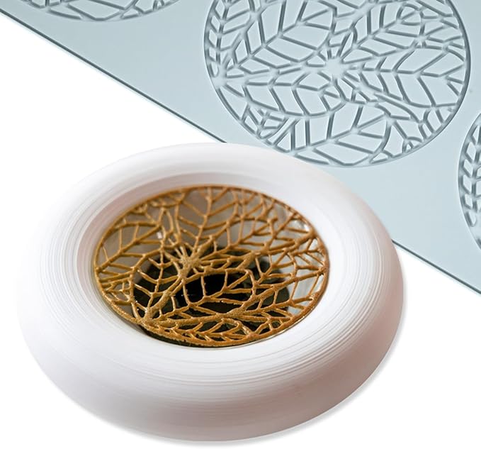 TUKE Silicone Tuile Mold Ring Leaf Molds Silicone Fondant Tuile Molds Leaves Hollow 3D Chocolate Candy Lace Silicone Molds for Baking, Sugar Craft Dessert Cupcake (Leaf H_13x4.52x0.12inch)