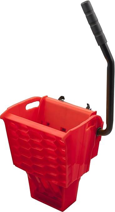 Carlisle FoodService Products Mop Bucket with Side-Press Wringer & Soiled Water Insert for Floor Cleaning, Restaurants, Office, And Janitorial Use, Polypropylene, 35 Quarts, Red