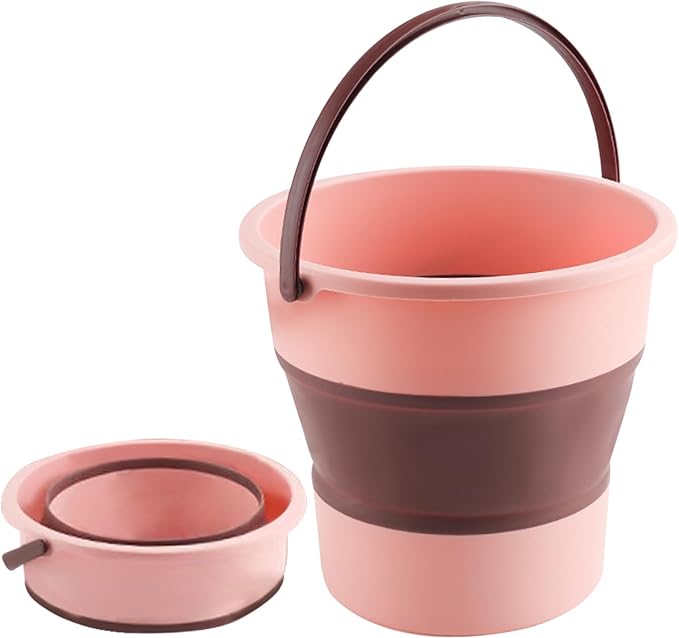 Collapsible Bucket 1.3 Gallon/5L Small Plastic ousehold Cleaning Mop Buckets Foldable Water Bucket for Car Wash Fishing Camping Beach (Pink)