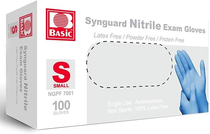 Jointown Basic Medical Blue Nitrile Exam Gloves - Latex-Free & Powder-Free - NGPF7001 (box of 100), Small