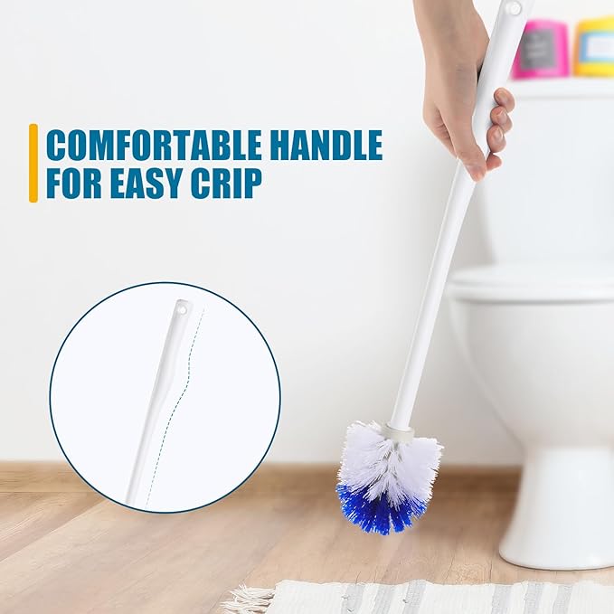 15 Pcs 18.5 Inch Toilet Bowl Cleaner Brush Bathroom Long Plastic Handled Cleaning Scrubber with Hook Hole Without Holder for Household Cleaning(Blue, White)