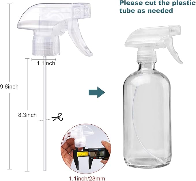 Spray Bottle Nozzles Plastic Heavy Duty Stream Trigger Spray Nozzle Replacement Head Leak Proof Water Bottle Spray Nozzles Adjustable Head Sprayer 4 Pcs (clear)
