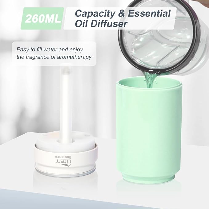 Humidifiers, Humidifier for Bedroom, Can Air Humidifier, Humidifiers for Home and Plants, USB Powered And Battery Powered Portable for Home Office Car Outdoor, 2 Mist Modes, Night Light, Auto-Off