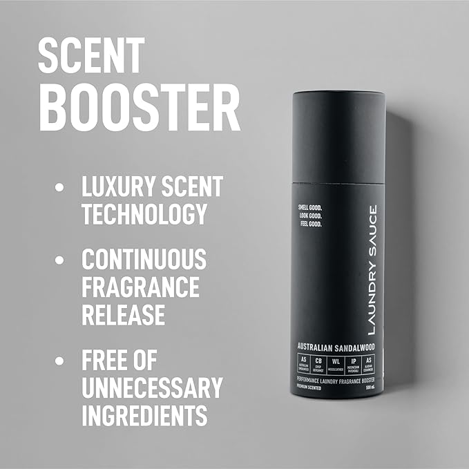 Laundry Sauce - Luxury Scented Laundry Detergent Pods & Scent Booster Bundle (Australian Sandalwood), Premium Laundry Washing Pods with High-End, Sophisticated Fragrances, Dye Free & HE Compatible