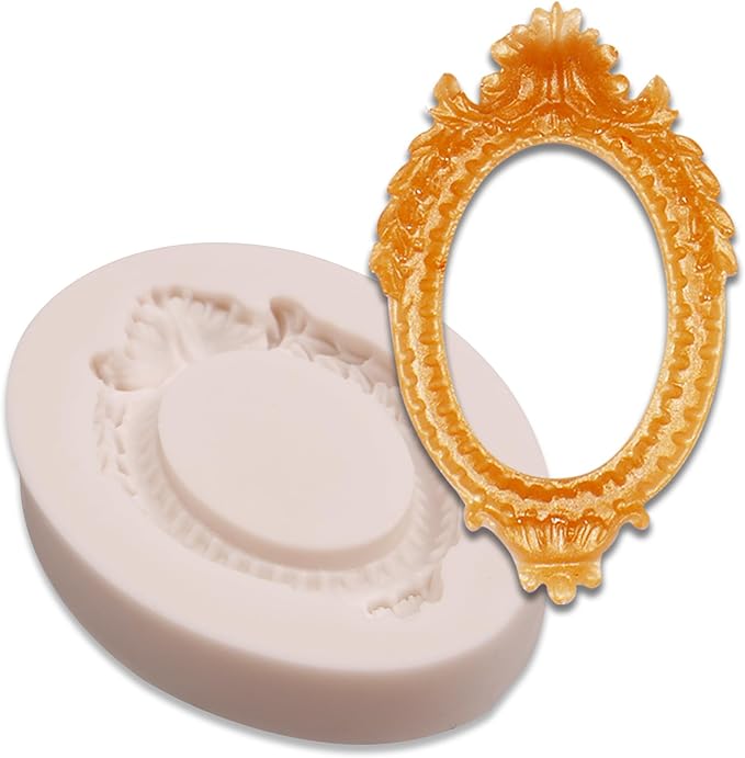 Picture Frame Fondant Molds, 4 Packs Vintage Baroque Mirror Silicone Molds for Chocolate Resin Clay Cake Decorating