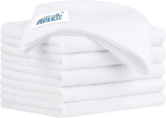 HOMEXCEL Microfiber Cleaning Cloth 6 Pack 12.5 x 12.5 inch Microfiber Towels for Cars Ultra Absorbent Car Washing Cloth Lint Free Streak Free Cleaning Rags for Car Kitchen Window White