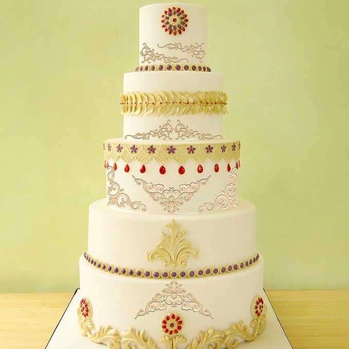 Baroque Corner Silicone Molds, Curlicues Relief Scroll Chocolate Cake Border Molds, Filigree Flower Lace Fondant Baking Molds for Cake Decoration Cupcake Topper Candy Gum Paste Clay Resin