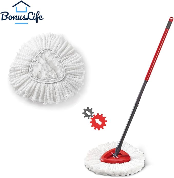 BonusLife Replacement Part Set for Oceda EasyWring Spin Mop 1-Tank System Only, 1 Handle, 1 Base, 4 Refills