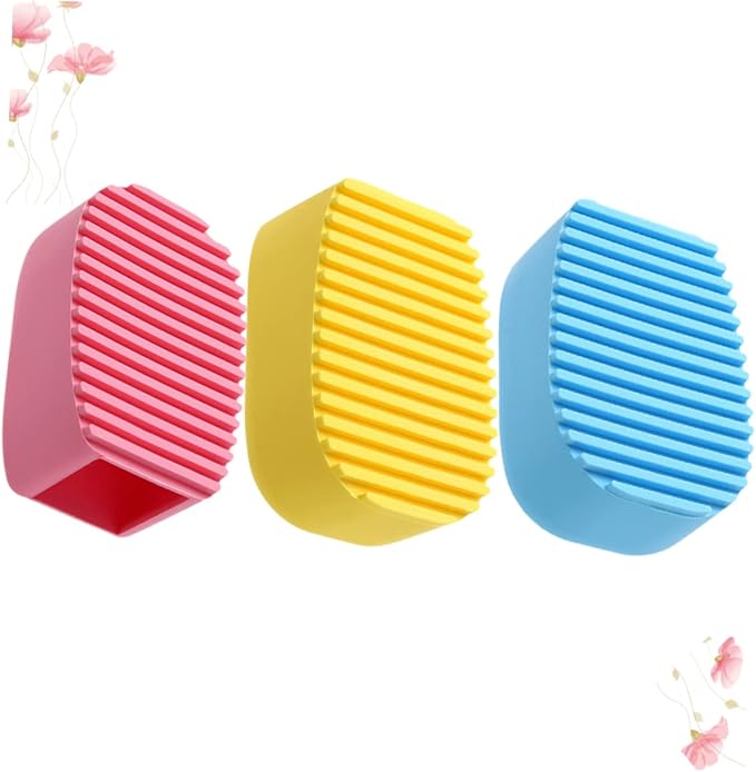 3pcs Mini Handheld Washboard Candy Silicone Laundry Brush for Stains and Spots Cleaning for Cuffs Collars Socks and More Yellow