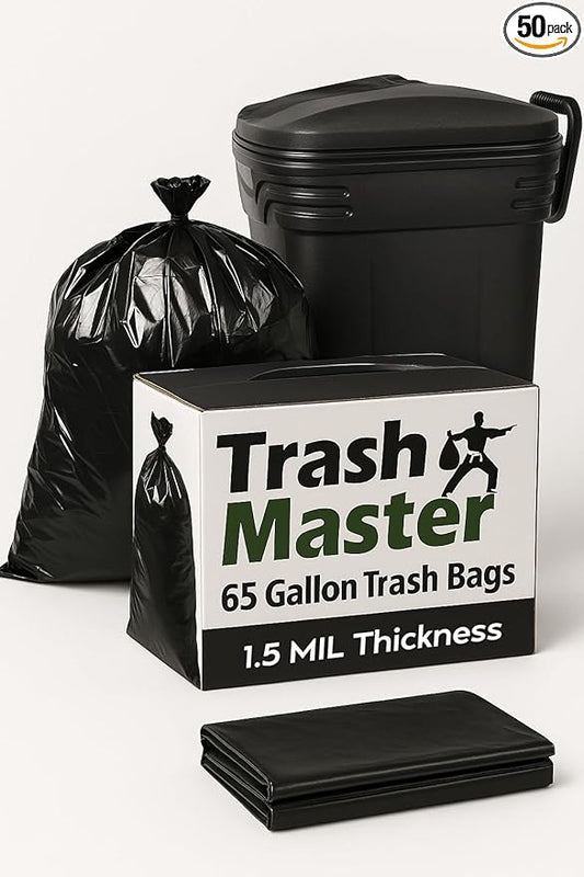 60 Gallon Trash Bags for Toter | (50 Bags w/Ties) 60 Gallon Trash Bags | X-Large Garbage Bags | Extra Large Leaf Bags | Commercial Trash Bags