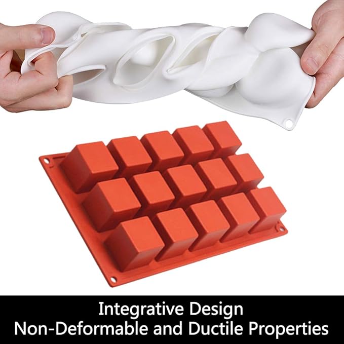 Silicone Mousse Cake Molds (2 Pack) Candy Molds, Mini Petit for Cups, Baking Cakes for Cube Chocolate Truffle Cookie Cake