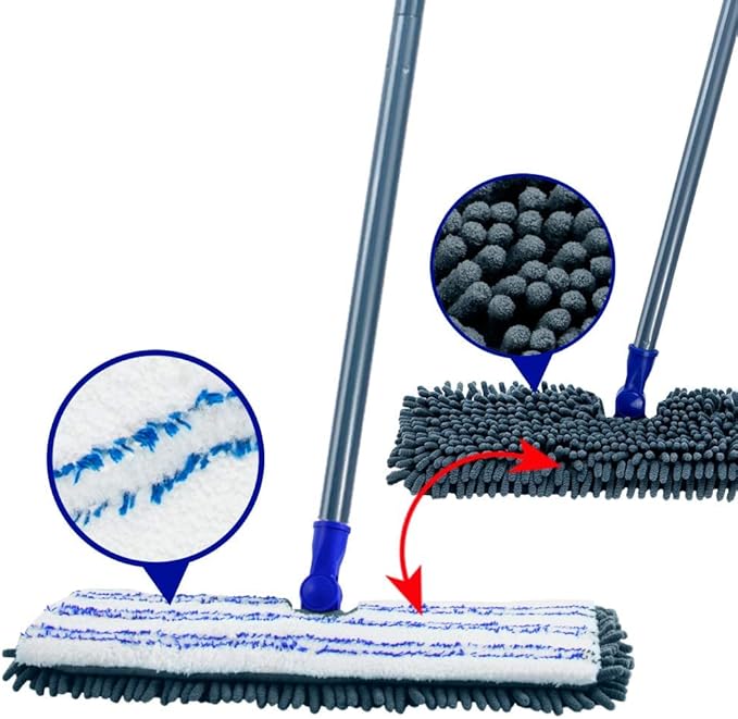 Masthome 3 Pack Microfiber Flip Mop Refills, Dua-Action Microfiber Mop Replacement Pads, Compatible with ASIN B076HPLH1T, Dry & Wet Use, Machine Washable, Double Sided Mop Pads for Floor Cleaning