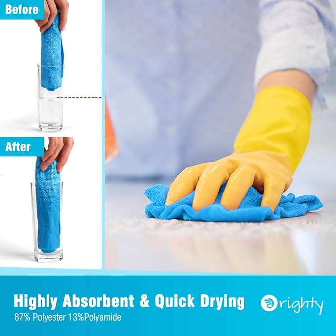 Orighty Cleaning Cloths, Shop Towels 100 Pack, Shop Rags Reusable, Microfiber Cleaning Rags Bulk for Cars, Multi-Purpose Lint Free Towels for Automotive, Mechanic, Kitchen, 11.5’’ x 11.5’’, Blue