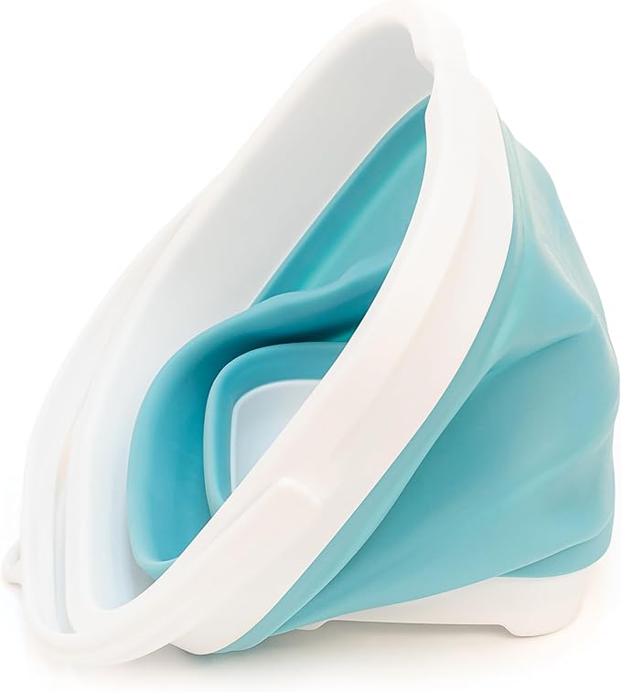 SAMMART 2.6L (0.68 Gallon) Super Mini Sqare Collapsible Plastic Bucket - Foldable Square Tub - Portable Fishing Water Pail - Space Saving Outdoor Waterpot (1, Bright Blue)