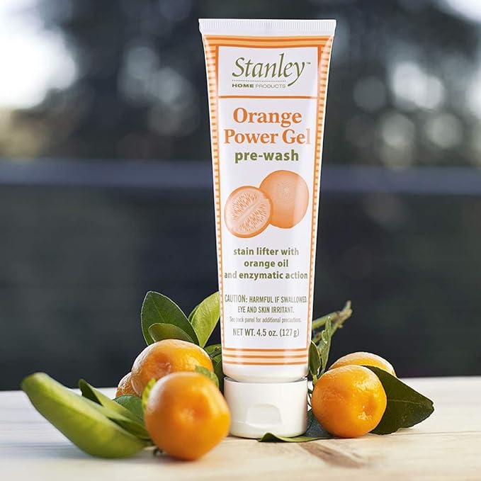 Stanley Home Products Orange Power Gel Pre Wash - Laundry Stain Remover - Spot Treat Tough Stains Works Immediately Cleans and Deodorizes Fabrics Ideal for Blood Oil Grease and More (6 Pack)