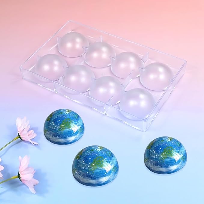 TUKE Semi-Sphere Chocolate Mold Polycarbonate Hemisphere Mold for Chocolate Making, Candy, Baking, Ice Cube, Soap 2.36inch Diameter (D_Semi-Circle)
