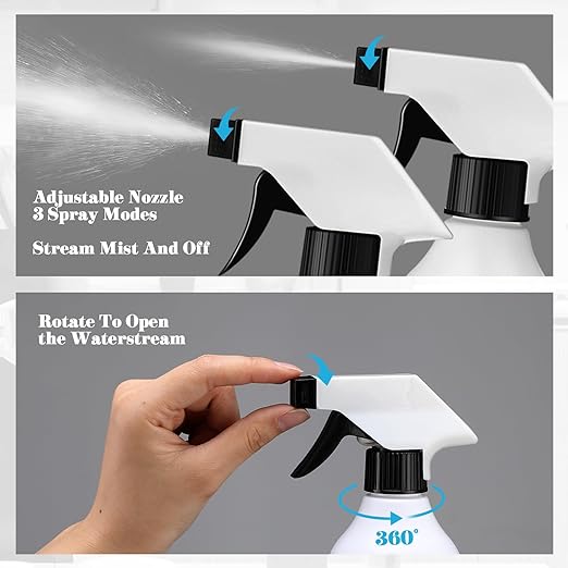 Tanlade 30 Pcs Plastic Spray Bottles 16 oz Leak Proof Squirt Bottle Refillable Empty Spray Water Mist Sprayer with Nozzles for Hair Essential Oil Cleaning Solutions Plants Pets (Black)