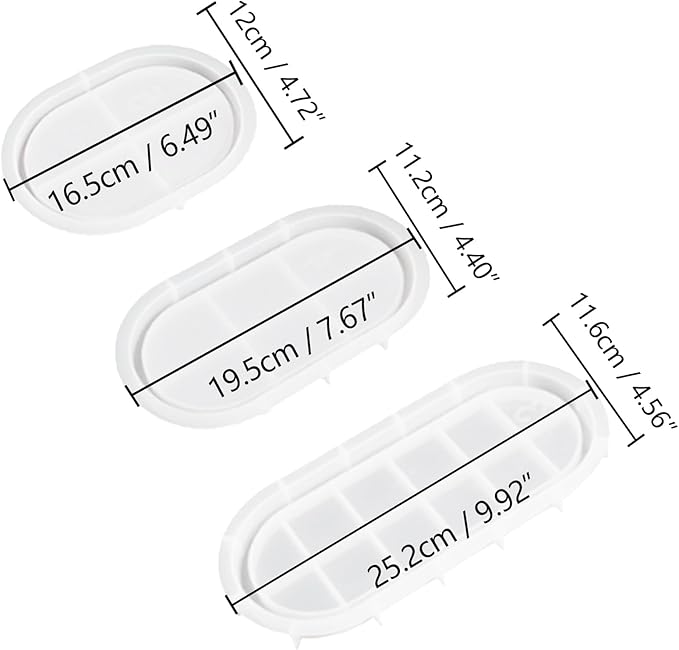 3Pcs Silicone Molds for Resin Casting Tray Molds Oval Resin Molds Silicone Pallet Round Molds
