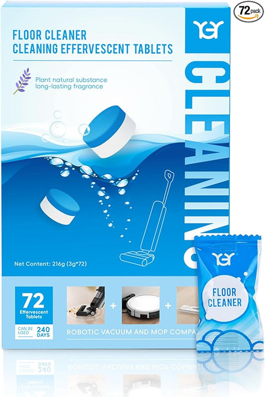 YGY Floor Cleaning Tablets,Compitable with Tineco Cleaning Solution|Clean Machine and Floor 2 in1-Getting Rid of Machine Odors|Cleaning Tablets are Easy and Safe to Use，72 pack