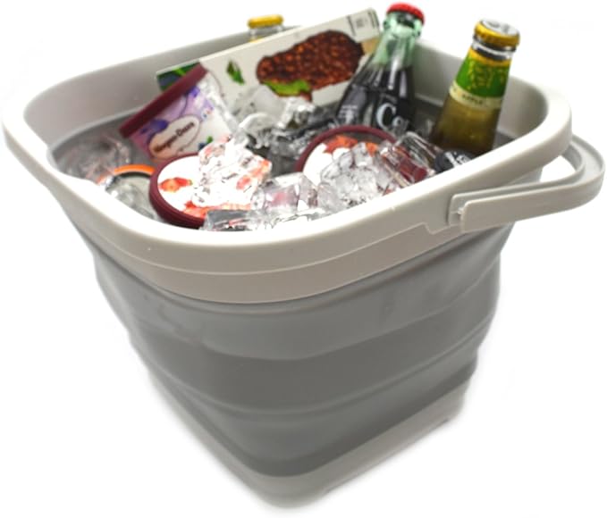 SAMMART 11L (2.9 Gallon) Collapsible Rectangular Handy Bucket/Tub(1, Grey)