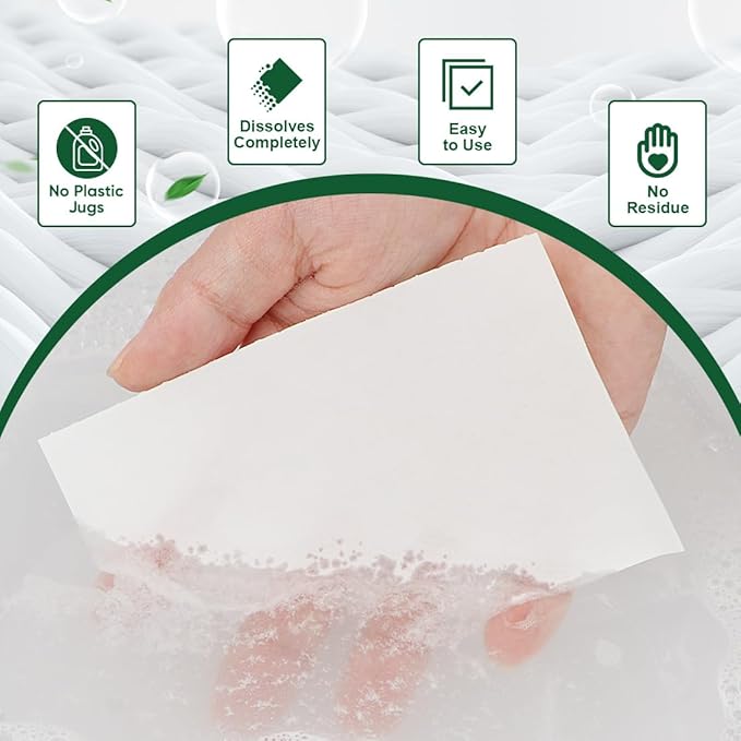 AIDEA Laundry Detergent Sheets, Fresh Scent-(100 Loads) 50 Sheets, Laundry Sheet Detergent, No Plastic Jug, Lightweight & Easy To Use For Travel, Apartments, Dorms