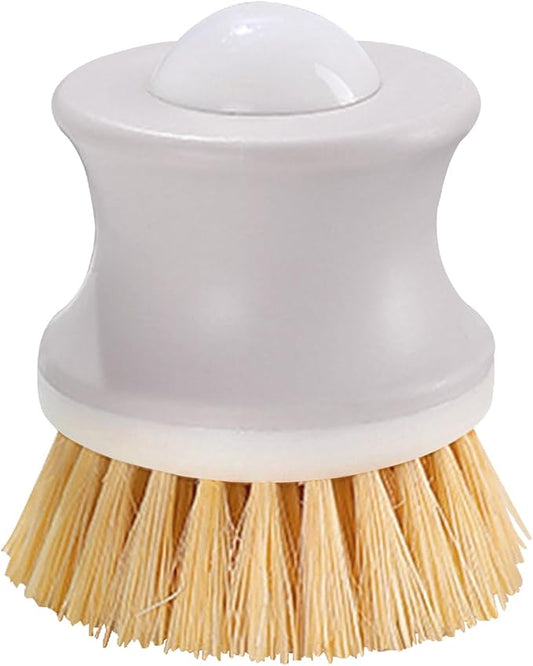 Dish Brush with Handle, Kitchen Scrub Brushes for Cleaning, Dish Scrubber with Sisal bristles for Sink, Pots, Pans (1Pack Light Gray Sisal bristles)