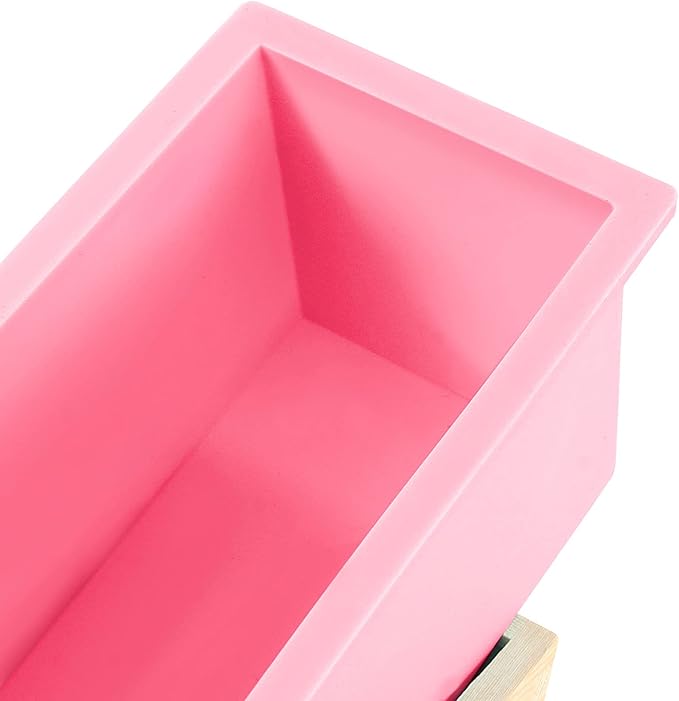ZOENHOU Pack of 2 42 oz Pink Soap Molds, Flexible Rectangular Silicone Soap Making Molds Kit with Wood Box DIY Tool Set for Soap Making Supplies