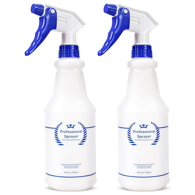 Plastic Spray Bottle, Empty Spray Bottles (2 Pack 24 Oz), All-Purpose Sprayer for Cleaning Solutions, Hair Spray, Bleach, Planting, BBQ, Mist & Stream Water Spraying Bottle with Adjustable Nozzle