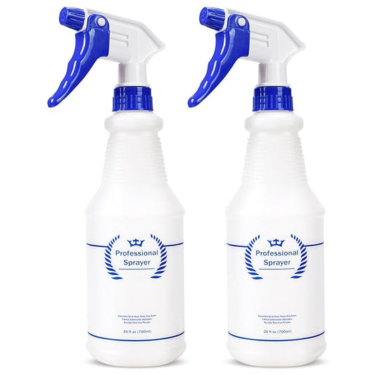 Plastic Spray Bottle, Empty Spray Bottles (2 Pack 24 Oz), All-Purpose Sprayer for Cleaning Solutions, Hair Spray, Bleach, Planting, BBQ, Mist & Stream Water Spraying Bottle with Adjustable Nozzle