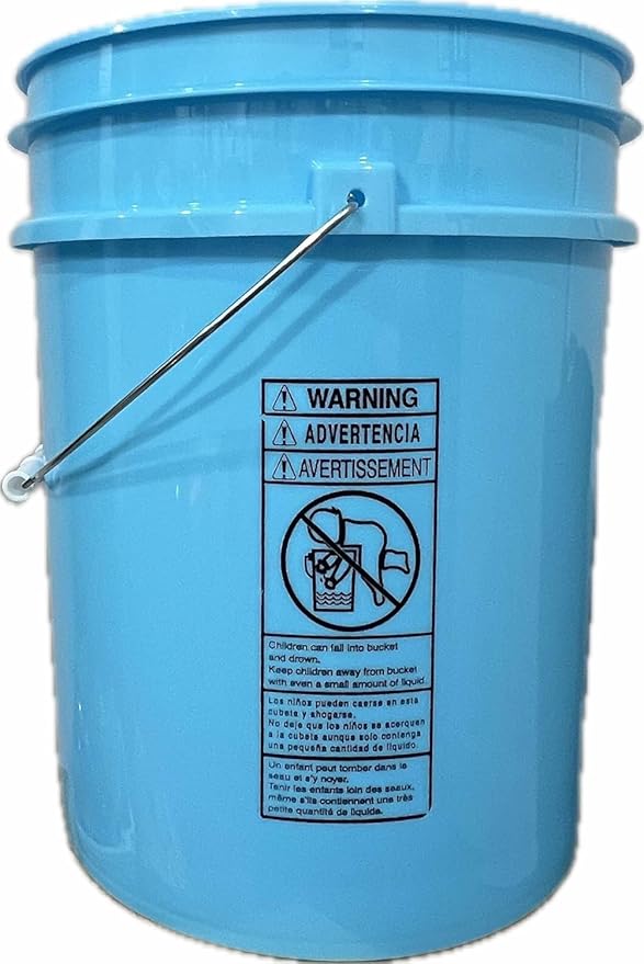House Naturals Food Grade 5 Gallon Made in USA Plastic Bucket with Air Tight Screw on Lid (Pack of 2) (Aqua and Purple-Green HN Lid)