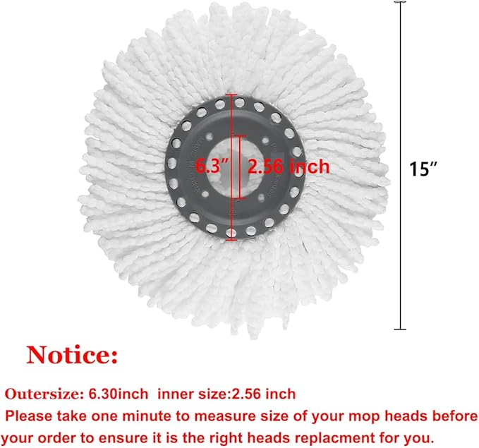 Spin Mop Heads Replacement Refill for Old Hurricane Mr.Clean 360 Spin Magic Rotating Round Mop Microfibre,Universal Spin Mop Heads Clean Mop Head Refill for Standard Mops (4 Pack)