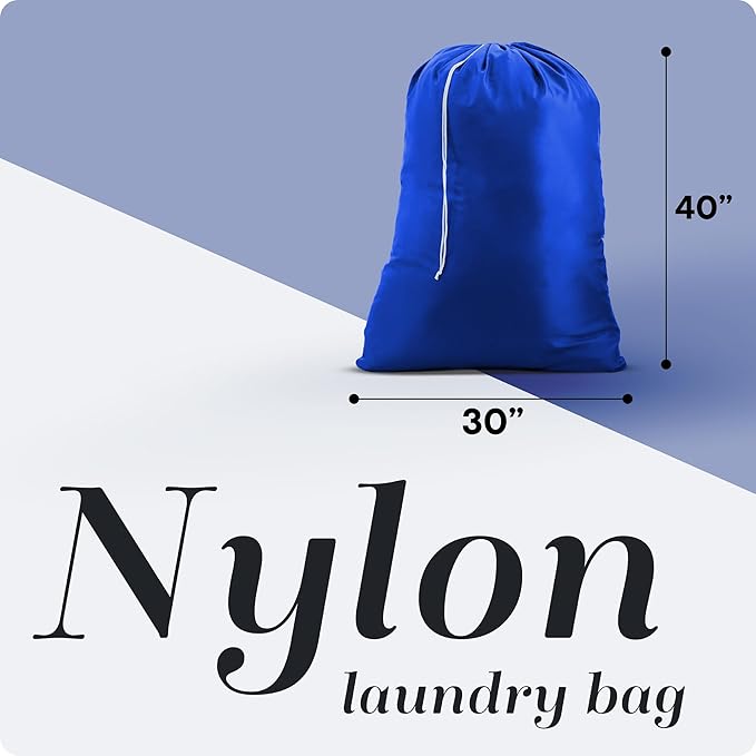 Nylon XL Laundry Bag - Locking Drawstring Closure, Machine Washable, These Large Bags Will Fit a Laundry Basket and Strong Enough to Carry up to Two Loads of Clothes (Royal Blue | 30" x 40")