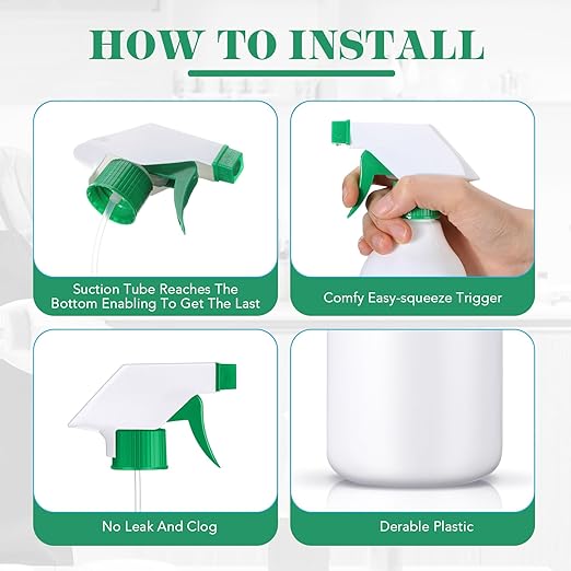 Tanlade 30 Pcs Plastic Spray Bottles 16 oz Leak Proof Squirt Bottle Refillable Empty Spray Water Mist Sprayer with Nozzles for Hair Essential Oil Cleaning Solutions Plants Pets(Green)