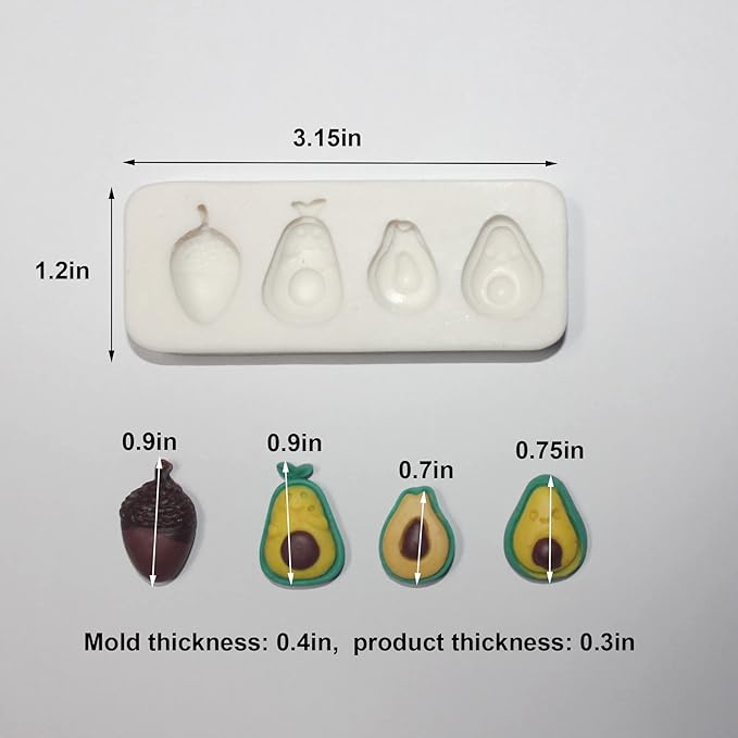 Lovely Small Items Silicone Fondant Molds Set For Cake Topper, Gumpaste, Candy & Chocolate, Polymer Clay and More (Vegetables & Fruits)